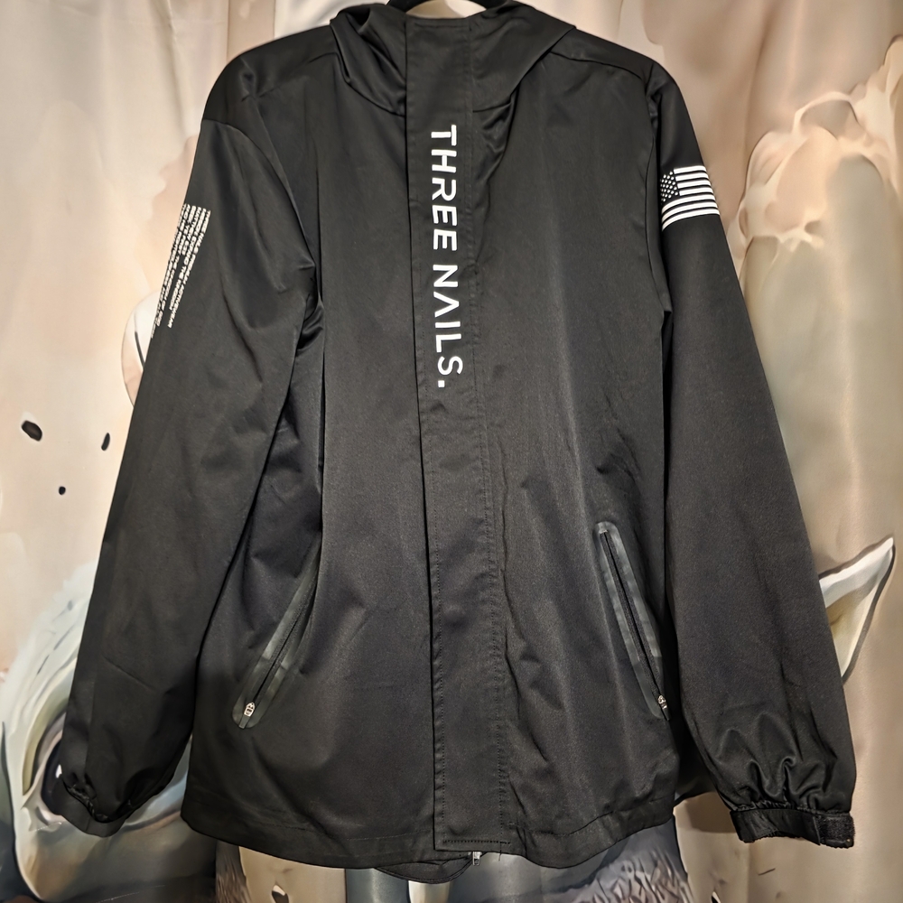 Three Nails Black Windbreaker Jacket for Men